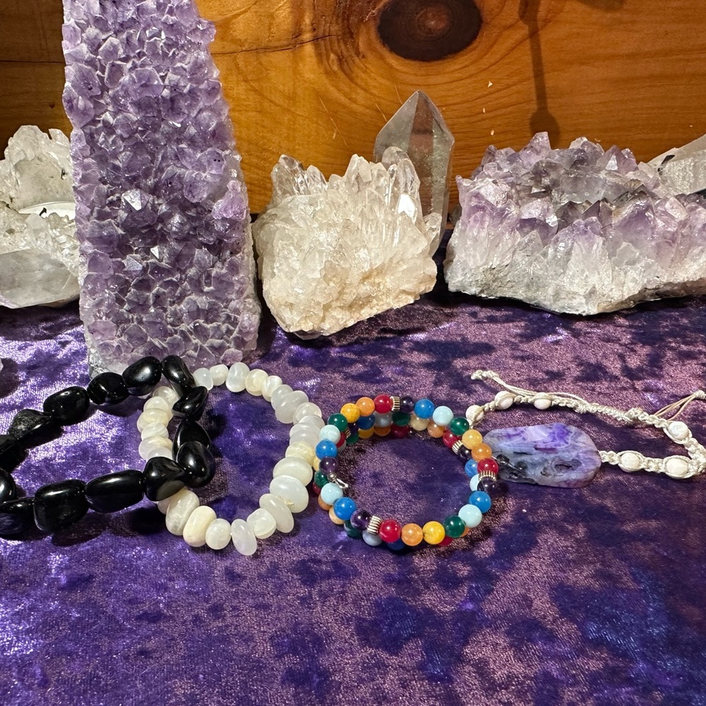 Crystal Bracelet Bundle - 4 Stretch Adjustable Br… - image 8